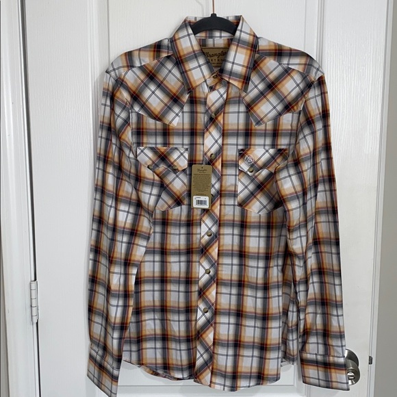 NWT Wrangler Retro Spiced Plaid Western Pearl Snap Button Up Shirt - Picture 4 of 11